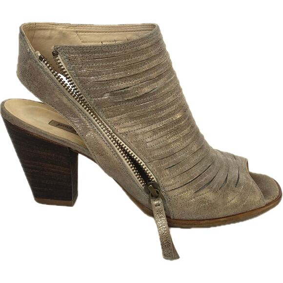 PAUL GREEN‎ Cayanne Peep Toe High Heel Booties SZ 9 US / 6.5 UK Metallic Leather - Picture 6 of 15